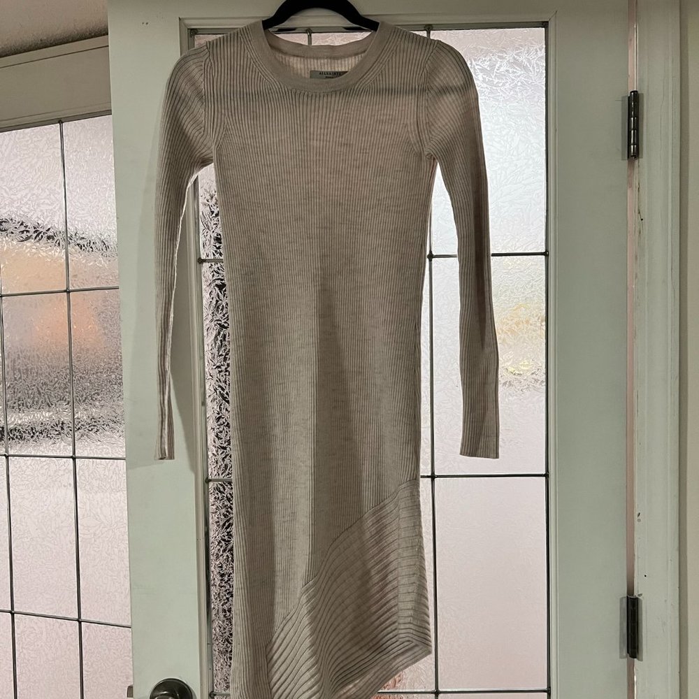 All Saints Taupe Merino Dress